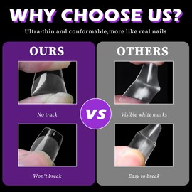 LoveOurHome 750pc Extra Short Coffin Nail Tips Clear Fake Nails XS Short Coffin Gel Nail Tips Full Cover Acrylic Nails Clear Press on Nails XS False Nail 15 Sizes Fingernail for Gel Nail Extension