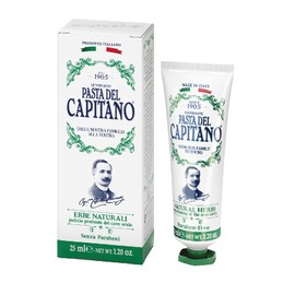 Pasta del Capitano 1905, Zahnpasta mit natürlichen Kräutern, Gewährleistet gründliche Reinigung und Mundhygiene, Formuliert mit natürlichen Kräuterextrakten, 100% Made in Italy, 25 ml Tube