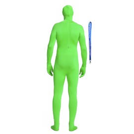 Full Bodysuit With Zipper Helper Spandex Unisex Unitard Tights Suit Zentai Cosplay Costume (Large, Lime Green)