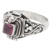 Sterling Silver Square Garnet Poison Locket Box Ring Size 6(Sizes