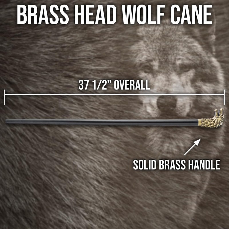K Exclusive Brass Head Wolf Cane | 37 1/2" Elegant