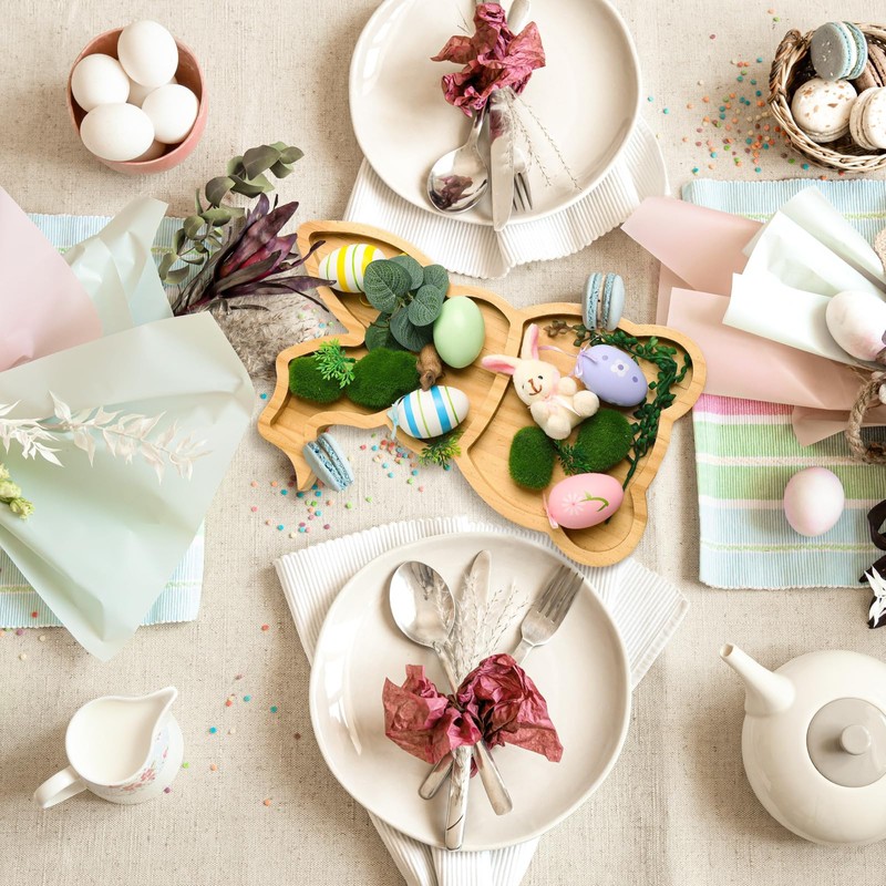 Maxcheck 2 Pcs Easter Farmhouse Bunny Serving Platter Large Rustic