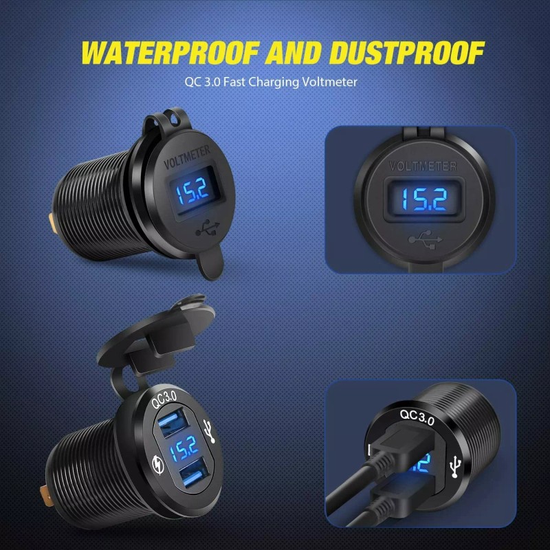 Nilight 4 Gang Rocker Switch Panel QC3.0 Dual USB Charger