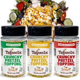 Savory Salad and Baked Potato Toppings by Topzels, Savory Variety - Includes Three Flavors | 3.5 Oz (Pack of 3) | No Artificial Flavors, Colors or Preservatives, Crushed Pretzels, Adds Crunch & Bold Flavor