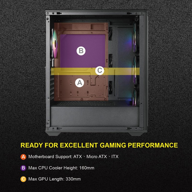 AZZA CSAZ-370 Forest/Gaming/ATX Mid-Tower/Computer Case/Tempered Glass Panel