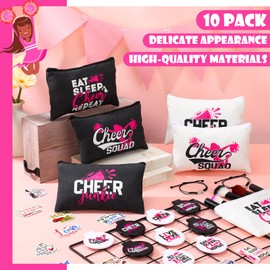Talltalk 80 Pcs Cheerleader Party Favors Cheerleader Team Gifts Cheerleading Goodie Bags Stuffers Cheer Mirror Cheer Makeup Bag Adjustable Bracelets Cheerleading Stickers Sports Hair Scrunchies