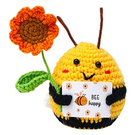 Omnikryp Funny Positivity Knitted Doll, Thank You Gift, Bee with Positive Energy, Lucky Charm Exam Gift, Warm Gifts for Family and Friends