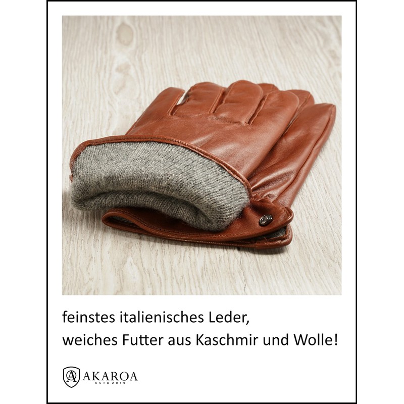 AKAROA ESTD 2019 TIM Men's Leather Gloves, Touchscreen Function, Italian