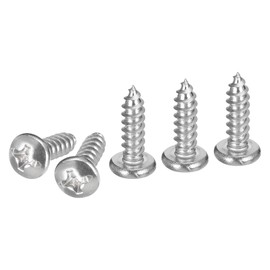 DTGN #6x1/2 Silver Screws - 50Pack - 304 Stainless Steel Pan Head Phillips Sheet Metal Screw Self-Tapping Screw Wood Screws