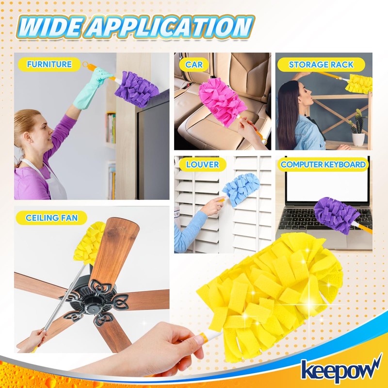 KEEPOW Reusable Duster Refill Compatible with Swiffer Hand Duster, Heavy