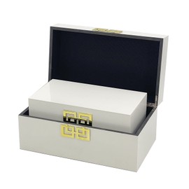 Galt International Large & Small Decorative Storage Box w/Hinged Lid - Classic Design Wood Decor Boxes with Geometric Opening Clasp - Home & Office Storage - Set of 2 (White + Gold)