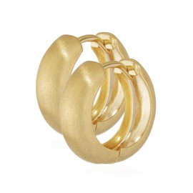 NKlaus Pair of Earrings Gold – Yellow Gold 333 Hoop Earrings – Hinged Hoop Earrings Shiny – 12.2 x 3.2 mm – Jewellery Women and Girls – Partially Matted Round – 4740, Yellow Gold