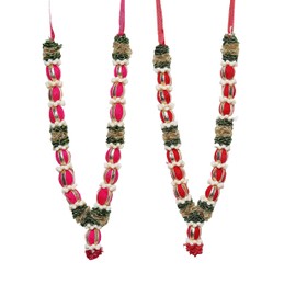 Set of 4 Colorful Large Artificial Flowers Ribbon Garland Haar Mala for Idol-Mala for God, Pooja Sringar Articles Ornament Traditional Festival Decoration Home Decor for God Frame (Size :-9")