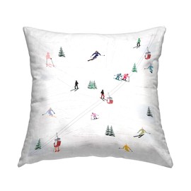 Stupell Industries Snowy Winter Ski Slopes Design by Ashley Singleton Throw Pillow, 18 x 18, Multi-Color