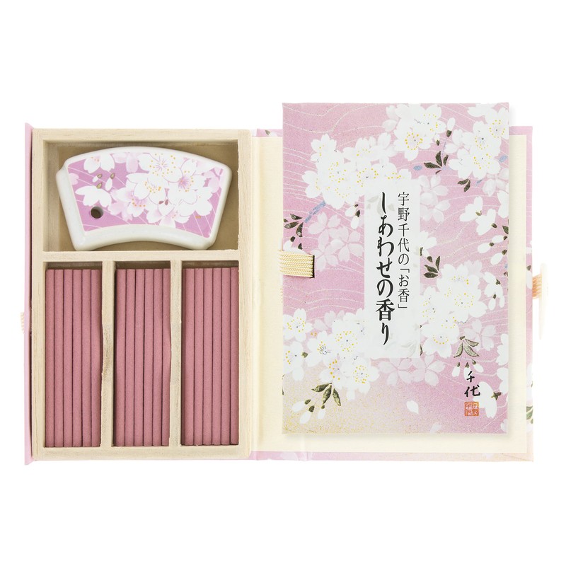 Chiyo Uno Happy Scent, 36 Sticks, Cherry Blossom Incense Stand
