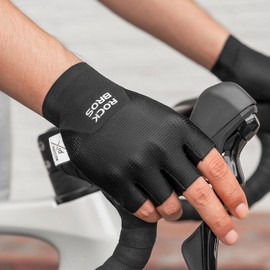 Rockbros - Guantes de ciclismo para hombres y mujeres, guantes de bicicleta de medio dedo con absorción de golpes