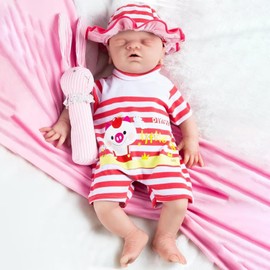 Vollence 14" Full Body Silicone Reborn Baby Girl Not Vinyl Dolls Anatomically Correct Newborn Lifelike Silicone Baby Dolls Stress Relief Anti-Stress Toys for Kids & Toddlers Child Gifts - Girl