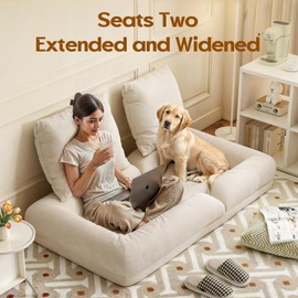 Soohow Bean Bag Chairs for Adults, High Density Sponge Bean Bag Sofa with Waist Support, Soft Lazy Floor Sofa for Living Room, Reading Chair for Bedroom