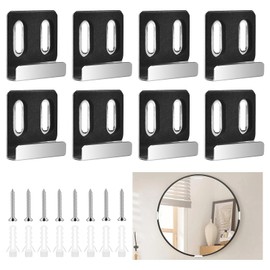 8Pcs Mirror Holder Clips Stainless Steel Mirror Hangers Heavy Duty Mirror Hanging Kit Mirror Holder Hanging Clips with Non-Slip Pad with Screw for Mirror Billboard Frames, Fit 1/4" (Silver 8Pcs)