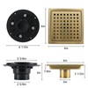 TRJIKAG 6 Inch Square Shower Floor Drain, Stainless Steel Black