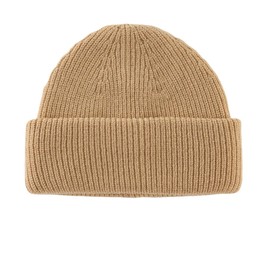 Magracy Fisherman Beanie for Men Women Short Beanie Hat Winter Knit Cuffed Hat Skull Cap Trawler Beanie Khaki