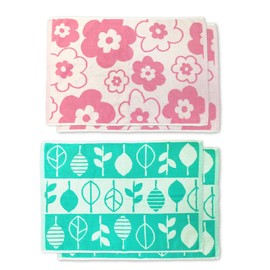(Convenient to Wash and Rewash) 100% Cotton Towel Bath Mat, Set of 4, Leaf & Flower