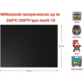 6 X Heavy Duty Oven Liner, Teflon Non-Stick Baking Mats, Washable Grill Mats for Ovens, Electric and Charcoal Grills, 34 x 24cm