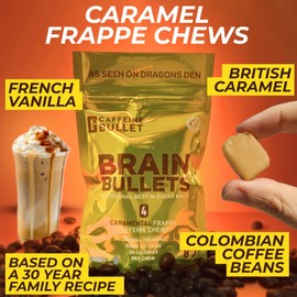 80mg Caffeine & 160mg L-Theanine Focus Enhancing Energy Chews (16 Servings) – Neuroscience Backed Nootropic Stack, Mental Acuity & Cognitive Support | Caramel Frappe Flavor Brain Bullet