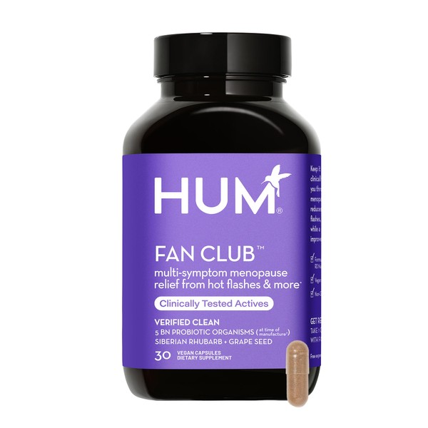 HUM Fan Club - Menopause Probiotic Supplement with Siberian Rhubarb for Women - May Provide Multi Symptom Relief Including Hot Flashes (30 Vegan Capsules)