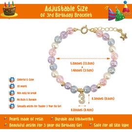 ZomefinKiu 3rd Birthday Bracelet for Girls Toddler, 3 Birthday Crown Box, Girls 3 Year Old Birthday Gift, 3rd Birthday Jewelry, 3rd Birthday Charm Bracelet, 3rd Birthday Princess