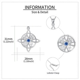 Witches Knot Necklace Sterling Silver Witch Knot Necklace September Birthstone Celtic Witch Jewelry Christmas Gifts for Women Girls