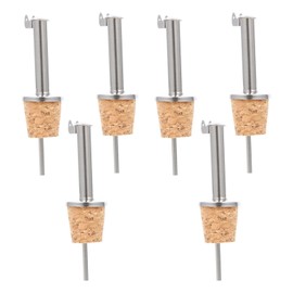 6Pcs Stainless Steel Wine Pourer Pour Spouts Set Cork Design Wine Bottle Stoppers with Dust Caps for Wine Olive Oil Coffee Vinegar Bottles