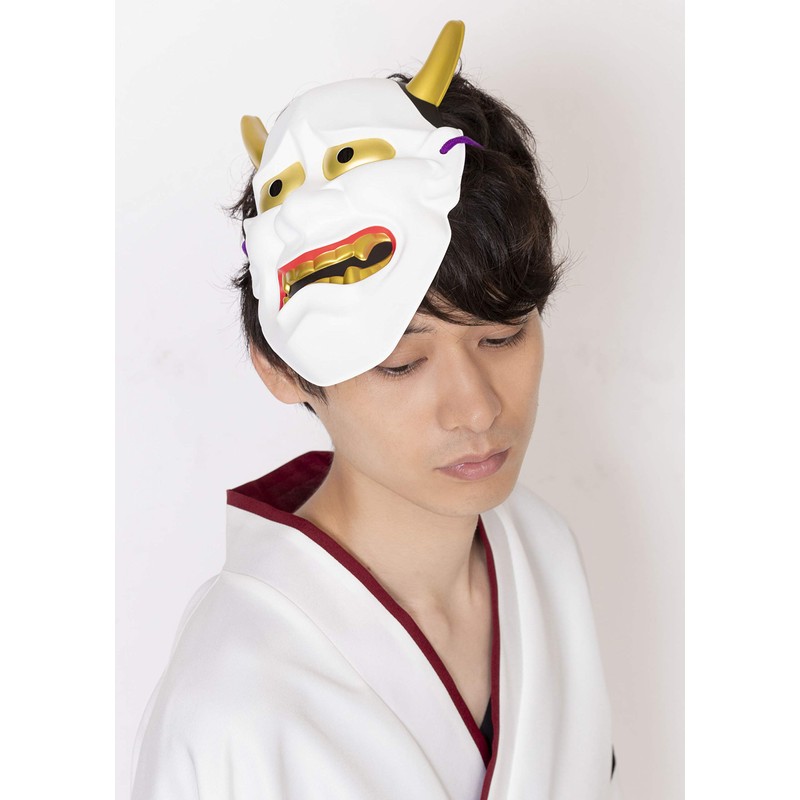 Party City Japanese-Style Folk Art Mask, Hannya Female Demon, White