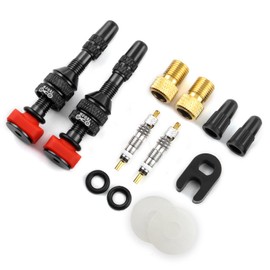 MUQZI Pack of 2 Tubeless Valve Kits, French Bicycle Valve with Bicycle Valves and Bicycle Valve Adapter Valve Stem Caps, Black (40 mm)