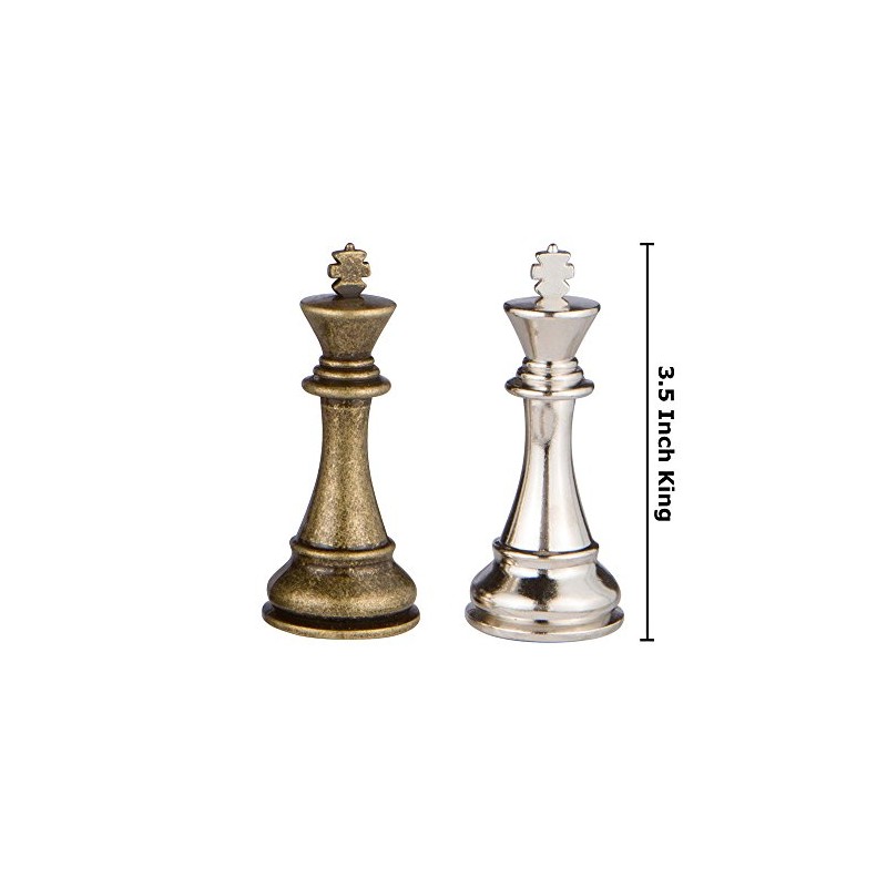 Neptune Silver and Bronze Metal Chess Pieces with 3.5 Inch
