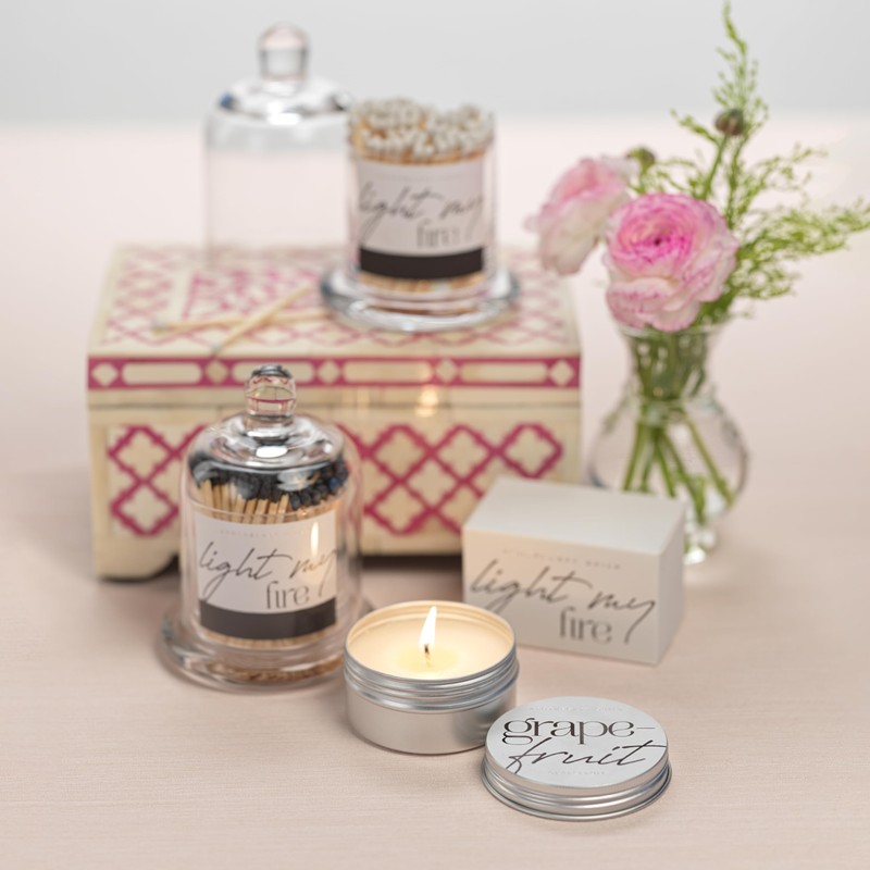 Zodax Apothecary Guild Light My Fire Matches with Glass Dome