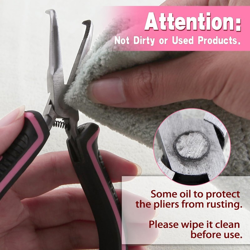 LEONTOOL 5 Inches Mini Bent Needle Nose Pliers with Serrated