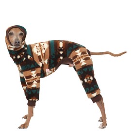 D DOGGY STAR Italian Greyhound Sweater Turtleneck Outfit Nordic Fleece Onesie Clothes Whippet for Dog Coat (M,Brown Nordic)