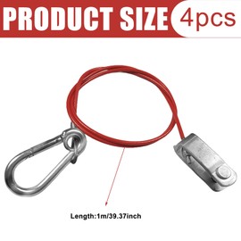Set of 4 Car Tear-Off Ropes for Trailers and Caravans, 1 Metre x Diameter 2.5 mm Steel Cable with Clevis Hook and Pin Bolt Carabiner Brake Cable Breakaway Rope Trailer Accessories 250 kg Breaking Load
