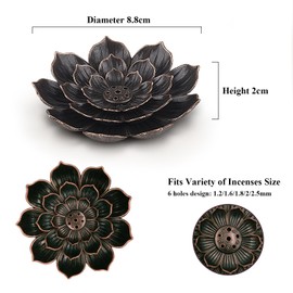 SLKIJDHFB Incense Burner - Lotus Stick Incense Holder 6 Incense Holes with Detachable Ash Catcher 2Pcs