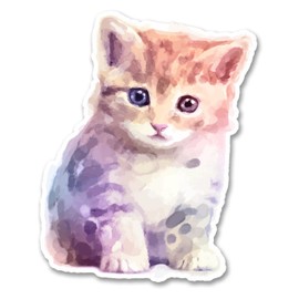 2 x 10cm Cute Watercolour Kitten Vinyl Sticker Cat Laptop Car Girls Animal #6274 (8cm Wide x 10cm Tall)