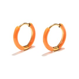 Cicy Bell 18k Gold Plated Small Hoop Earrings for Women Colorful Enamel Huggie Earrings Lightweight Trendy Jewelry Gifts