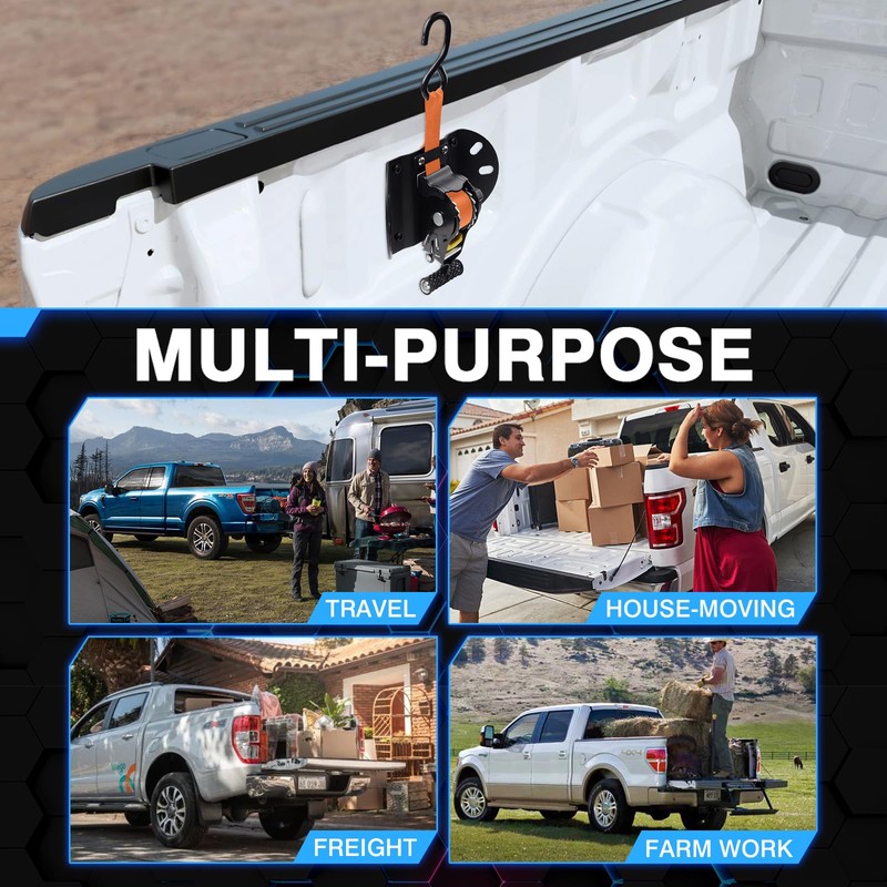 Forccord 2-Pcs Retractable Ratchet Straps Fit for 2015-2025 2026 Ford