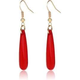Red Teardrop Fairy Cosplay Earrings 3.5 x 0.7 cm, Zinc, No Gemstone