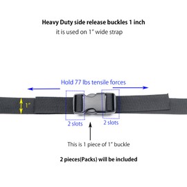 BOSWOAK Quick Side Release Buckles 1 Inch,1 Inch Wide 2 Pack Dual Adjustable No Sewing Clips Snaps Heavy Duty Plastic Buckle Replacement for Strap Backpack Fanny Pack Belt Dog Collars