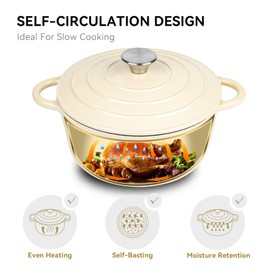 Miereirl 4.5 Quart Enameled Dutch Oven Pot with Lid, Cast Iron Dutch Oven with Dual Handles for Bread Baking, Cooking, Non-stick Enamel Coated Cookware (Black)