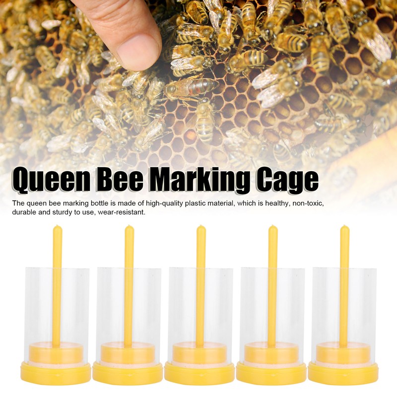 5Pcs Queen Bee Marking Bottle Catcher Cage Tube Lightweight Plastic