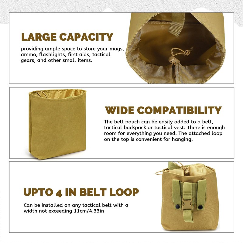 Realand 2 Pack Dump Pouch Roll Up Drawstring Magazine Pouch