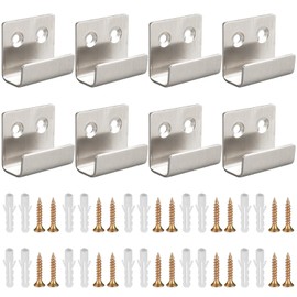 Hwtcjx Pack of 8 U Angle Brackets, Z-Angle, Heavy Duty Wall Hooks, Ceramic Tile Stand, Metal Hooks with Screws, Expansion Tube, for Oil Painting Display, Picture Frame Display (Silver, 20 mm Inner