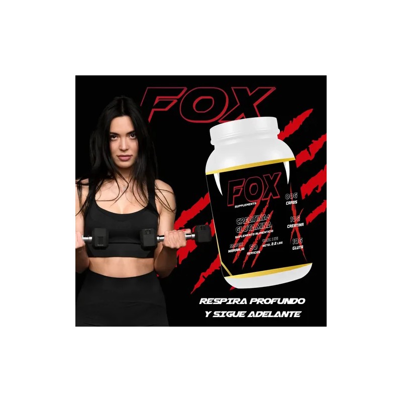 Suplemento Creatina + Glutamina Pre Fox 1kg 50 Servicios
